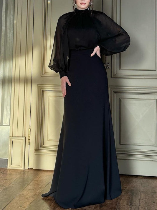 French Style Retro Court Style Elegant Long Dress Two-piece Set